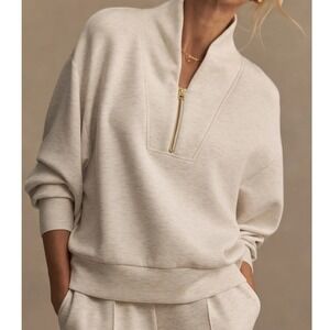 Varley Womens Davidson Quarter-Zip Sweatshirt Size Medium Ivory Marl Heritage